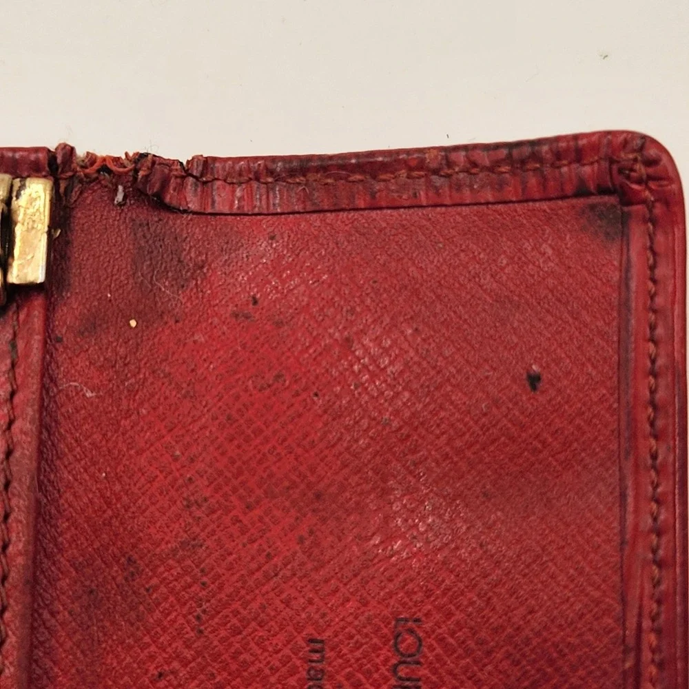 Louis Vuitton 4 Hook Key Holder Designer Wallet Red Epi Leather Trifold Case LV